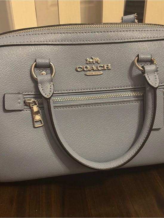 Coach Handbags - COACH Light Blue Leather Satchel with Silver Hardware